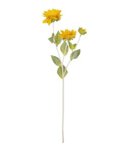 GloboStar® Artificial Garden YELLOW SUNFLOWER BRANCH 21384 Τεχνητό Διακοσμητικό Κλαδί Ηλιοτρόπιο Κίτρινο Y64cm