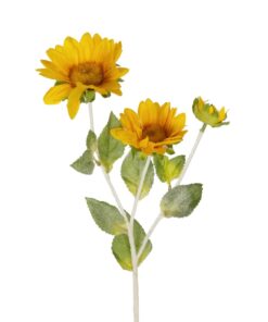 GloboStar® Artificial Garden YELLOW SUNFLOWER BRANCH 21384 Τεχνητό Διακοσμητικό Κλαδί Ηλιοτρόπιο Κίτρινο Y64cm