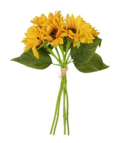 GloboStar® Artificial Garden YELLOW SUNFLOWER BRANCH 21385 Τεχνητό Διακοσμητικό Μπουκέτο Ηλιοτρόπιο Κίτρινο Y36cm