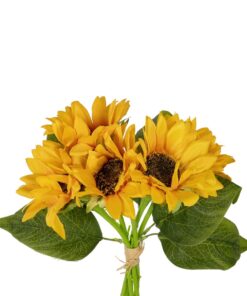 GloboStar® Artificial Garden YELLOW SUNFLOWER BRANCH 21385 Τεχνητό Διακοσμητικό Μπουκέτο Ηλιοτρόπιο Κίτρινο Y36cm
