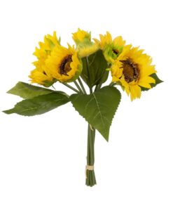 GloboStar® Artificial Garden YELLOW SUNFLOWER BRANCH 21386 Τεχνητό Διακοσμητικό Μπουκέτο Ηλιοτρόπιο Κίτρινο Y37cm