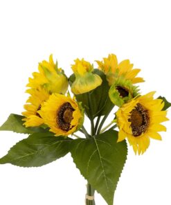 GloboStar® Artificial Garden YELLOW SUNFLOWER BRANCH 21386 Τεχνητό Διακοσμητικό Μπουκέτο Ηλιοτρόπιο Κίτρινο Y37cm