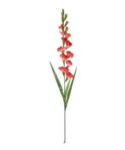 GloboStar® Artificial Garden RED GLADIOLUS FLOWER BRANCH 21396 Τεχνητό Διακοσμητικό Κλαδί Γλαδιόλα Y116cm