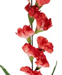 GloboStar® Artificial Garden RED GLADIOLUS FLOWER BRANCH 21396 Τεχνητό Διακοσμητικό Κλαδί Γλαδιόλα Y116cm