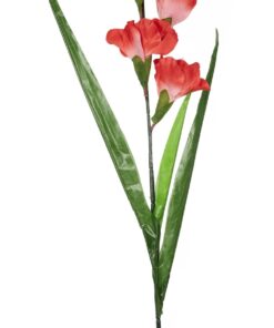 GloboStar® Artificial Garden RED GLADIOLUS FLOWER BRANCH 21396 Τεχνητό Διακοσμητικό Κλαδί Γλαδιόλα Y116cm