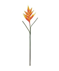 GloboStar® Artificial Garden ORANGE PEACOCK BRANCH 21397 Τεχνητό Διακοσμητικό Κλαδί Πορτοκαλί πουλί του παραδείσου Y85cm