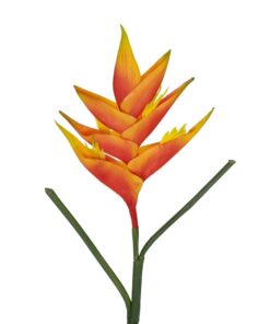 GloboStar® Artificial Garden ORANGE PEACOCK BRANCH 21397 Τεχνητό Διακοσμητικό Κλαδί Πορτοκαλί πουλί του παραδείσου Y85cm