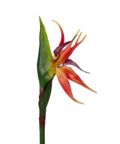 GloboStar® Artificial Garden ORANGE STELIZIA BRANCH 21399 Τεχνητό Διακοσμητικό Κλαδί Πορτοκαλί Στρελίτζια Y82cm