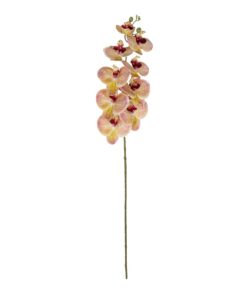 GloboStar® Artificial Garden PING SALMON ORCHID BRANCH 21405 Τεχνητό Διακοσμητικό Κλαδί Ροζ Ορχιδέα Y95cm