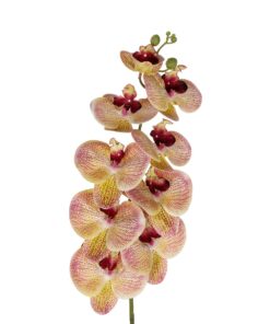 GloboStar® Artificial Garden PING SALMON ORCHID BRANCH 21405 Τεχνητό Διακοσμητικό Κλαδί Ροζ Ορχιδέα Y95cm
