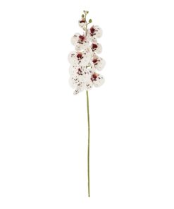 GloboStar® Artificial Garden WHITE ORCHID BRANCH 21406 Τεχνητό Διακοσμητικό Κλαδί Λευκή Ορχιδέα Y95cm