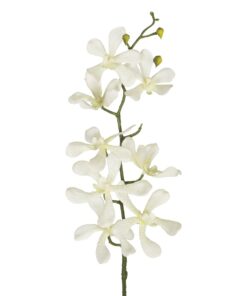 GloboStar® Artificial Garden WHITE VANDA ORCHID BRANCH 21409 Τεχνητό Διακοσμητικό Κλαδί Λευκή Ορχιδέα Y82cm