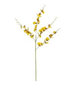 GloboStar® Artificial Garden YELLOW SPRING ORCHIDIUM BRANCH 21415 Τεχνητό Διακοσμητικό Κλαδί Κίτρινη Ορχιδέα Y76cm