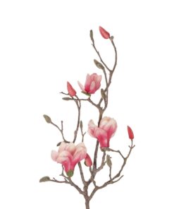 GloboStar® Artificial Garden WHITE – PINK MAGNOLIA 21416 Τεχνητό Διακοσμητικό Κλαδί Ροζ Μανόλια Μ30 x Π13 x Υ110cm