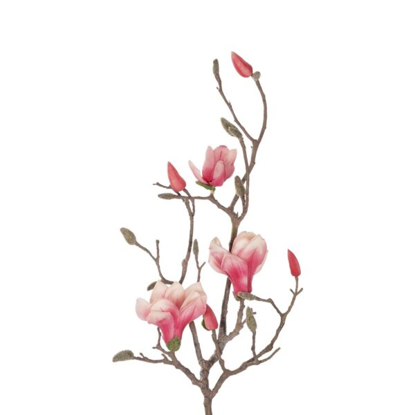 GloboStar® Artificial Garden WHITE – PINK MAGNOLIA 21416 Τεχνητό Διακοσμητικό Κλαδί Ροζ Μανόλια Μ30 x Π13 x Υ110cm