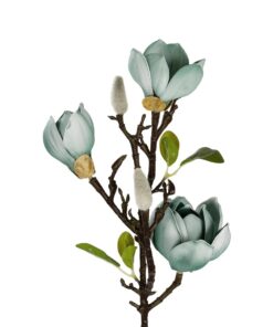 GloboStar® Artificial Garden BLUE MAGNOLIA BRANCH 21418 Τεχνητό Διακοσμητικό Κλαδί Μπλε Μανόλια Y72cm