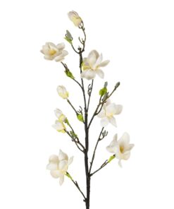GloboStar® Artificial Garden WHITE YELLOW MAGNOLIA BRANCH 21419 Τεχνητό Διακοσμητικό Κλαδί Λευκή Κίτρινη Μανόλια Y108cm
