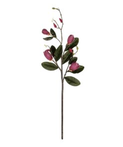 GloboStar® Artificial Garden DARK PING MAGNOLIA BRANCH 21421 Τεχνητό Διακοσμητικό Κλαδί Ροζ Μανόλια Y120cm