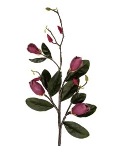 GloboStar® Artificial Garden DARK PING MAGNOLIA BRANCH 21421 Τεχνητό Διακοσμητικό Κλαδί Ροζ Μανόλια Y120cm