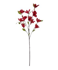GloboStar® Artificial Garden RED MAGNOLIA BRANCH 21422 Τεχνητό Διακοσμητικό Κλαδί Κόκκινη Μανόλια Y86cm