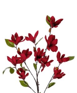 GloboStar® Artificial Garden RED MAGNOLIA BRANCH 21422 Τεχνητό Διακοσμητικό Κλαδί Κόκκινη Μανόλια Y86cm