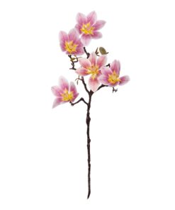 GloboStar® Artificial Garden PING MAGNOLIA BRANCH 21424 Τεχνητό Διακοσμητικό Κλαδί Ροζ Μανόλια Y57cm