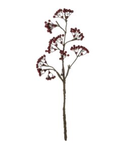 GloboStar® Artificial Garden RED HOLLY BERRIES FRUIT BRANCH 21427 Τεχνητό Διακοσμητικό Κλαδί Κόκκινο Γκί Y86cm