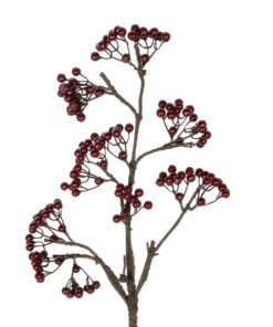 GloboStar® Artificial Garden RED HOLLY BERRIES FRUIT BRANCH 21427 Τεχνητό Διακοσμητικό Κλαδί Κόκκινο Γκί Y86cm