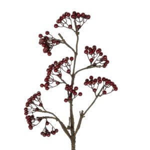 GloboStar® Artificial Garden RED HOLLY BERRIES FRUIT BRANCH 21427 Τεχνητό Διακοσμητικό Κλαδί Κόκκινο Γκί Y86cm