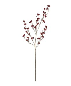 GloboStar® Artificial Garden RED HOLLY BERRIES FRUIT BRANCH 21428 Τεχνητό Διακοσμητικό Κλαδί Κόκκινο Γκί Y102cm