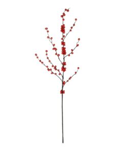 GloboStar® Artificial Garden RED HOLLY BERRIES FRUIT BRANCH 21429 Τεχνητό Διακοσμητικό Κλαδί Κόκκινο Γκί Y108cm