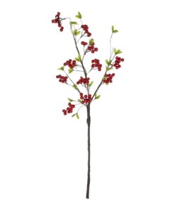 GloboStar® Artificial Garden RED HOLLY BERRIES FRUIT BRANCH 21430 Τεχνητό Διακοσμητικό Κλαδί Κόκκινο Γκί Y90cm