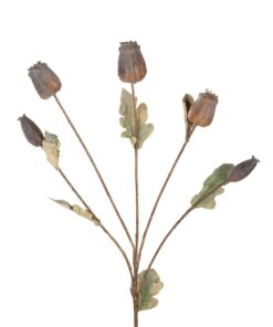 GloboStar® Artificial Garden POPPY FRUIT BRANCH 21432 Τεχνητό Διακοσμητικό Κλαδί Παπαρούνα Y62cm
