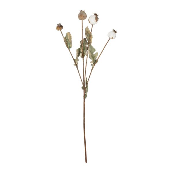 GloboStar® Artificial Garden POPPY FRUIT BRANCH 21433 Τεχνητό Διακοσμητικό Κλαδί Παπαρούνα Y60cm
