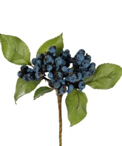 GloboStar® Artificial Garden BLUBERRIES FRUIT BRANCH 21434 Τεχνητό Διακοσμητικό Κλαδί Μπλε Μύρτιλο Y30cm