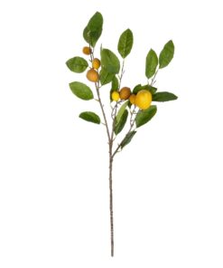 GloboStar® Artificial Garden YELLOW LEMON FRUIT BRANCH 21437 Τεχνητό Διακοσμητικό Κίτρινο Κλαδί Πορτακαλιά Y80cm
