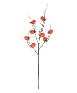 GloboStar® Artificial Garden ORANGE PERSIMMON FRUIT BRANCH 21438 Τεχνητό Διακοσμητικό Πορτοκαλί Κλαδί Λωτός Y83cm