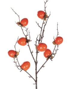 GloboStar® Artificial Garden ORANGE PERSIMMON FRUIT BRANCH 21438 Τεχνητό Διακοσμητικό Πορτοκαλί Κλαδί Λωτός Y83cm