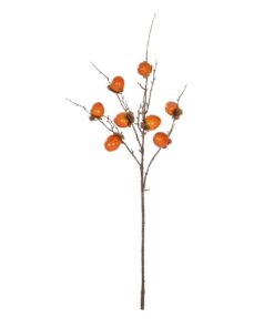 GloboStar® Artificial Garden PERSIMMON FRUIT 21439 Τεχνητό Διακοσμητικό Κλαδί Πορτοκαλί & Καφέ Λωτός Μ35 x Π7 x Υ90cm