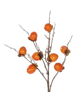 GloboStar® Artificial Garden PERSIMMON FRUIT 21439 Τεχνητό Διακοσμητικό Κλαδί Πορτοκαλί & Καφέ Λωτός Μ35 x Π7 x Υ90cm