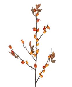 GloboStar® Artificial Garden ORANGE BERRIES FRUIT BRANCH 21444 Τεχνητό Διακοσμητικό Κλαδί Πορτοκαλί Γκί Y94cm