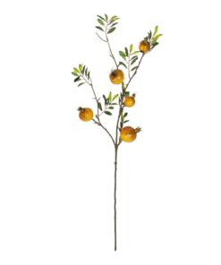 GloboStar® Artificial Garden YELLOW POMEGRANATE FRUIT BRANCH 21445 Τεχνητό Διακοσμητικό Κίτρινη Κλαδί Ροδιά Y85cm