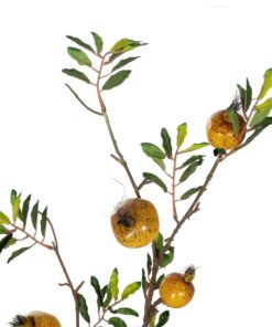 GloboStar® Artificial Garden YELLOW POMEGRANATE FRUIT BRANCH 21445 Τεχνητό Διακοσμητικό Κίτρινη Κλαδί Ροδιά Y85cm