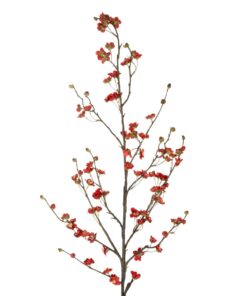 GloboStar® Artificial Garden RED CHERRY BLOSSOM BRANCH 21455 Τεχνητό Διακοσμητικό Κλαδί Κόκκινης Κερασίας Y110cm