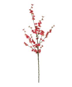 GloboStar® Artificial Garden CHINESE RED PLUM BLOSSOM BRANCH 21459 Τεχνητό Διακοσμητικό Κλαδί Κόκκινης Κερασίας Y113cm