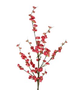 GloboStar® Artificial Garden CHINESE RED PLUM BLOSSOM BRANCH 21459 Τεχνητό Διακοσμητικό Κλαδί Κόκκινης Κερασίας Y113cm