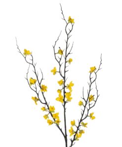 GloboStar® Artificial Garden YELLOW JUNGLE GERANIUM BLOSSOM BRANCH 21460 Τεχνητό Διακοσμητικό Κλαδί Κίτρινο Γεράνι Y95cm