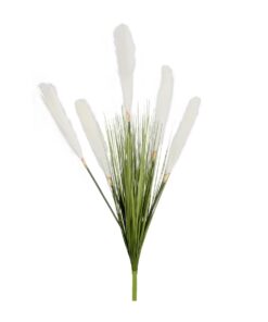 GloboStar® Artificial Garden WHITE PAMPAS GRASS BRANCH 21485 Τεχνητό Διακοσμητικό Κλαδί Λευκό Πάμπας Y88cm
