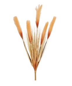 GloboStar® Artificial Garden ORANGE PAMPAS GRASS BRANCH 21486 Τεχνητό Διακοσμητικό Κλαδί Πορτοκαλί Πάμπας Y88cm