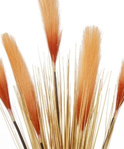 GloboStar® Artificial Garden ORANGE PAMPAS GRASS BRANCH 21486 Τεχνητό Διακοσμητικό Κλαδί Πορτοκαλί Πάμπας Y88cm